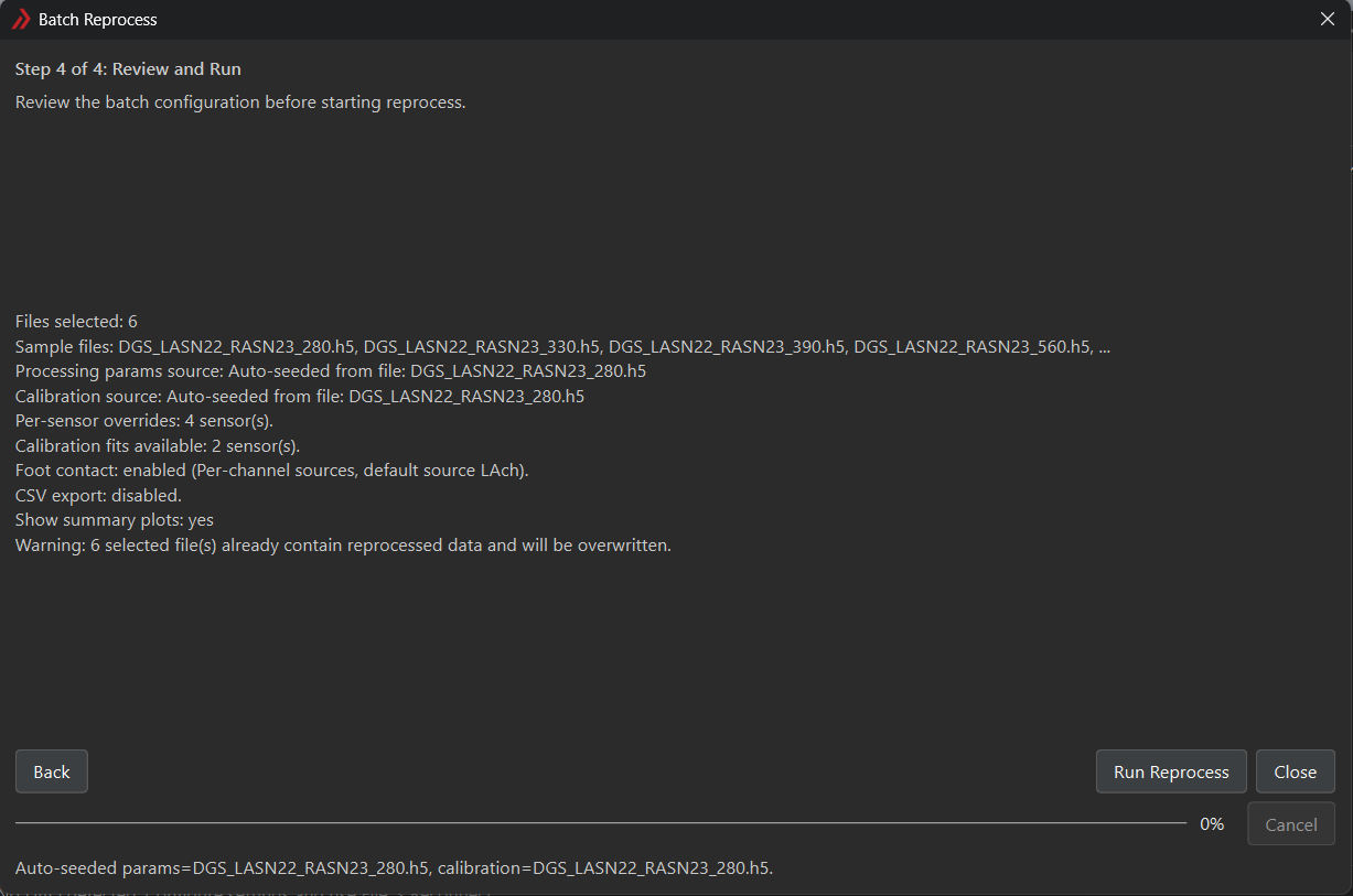 Figure 9: Batch Process export and review step for confirming output and run settings.