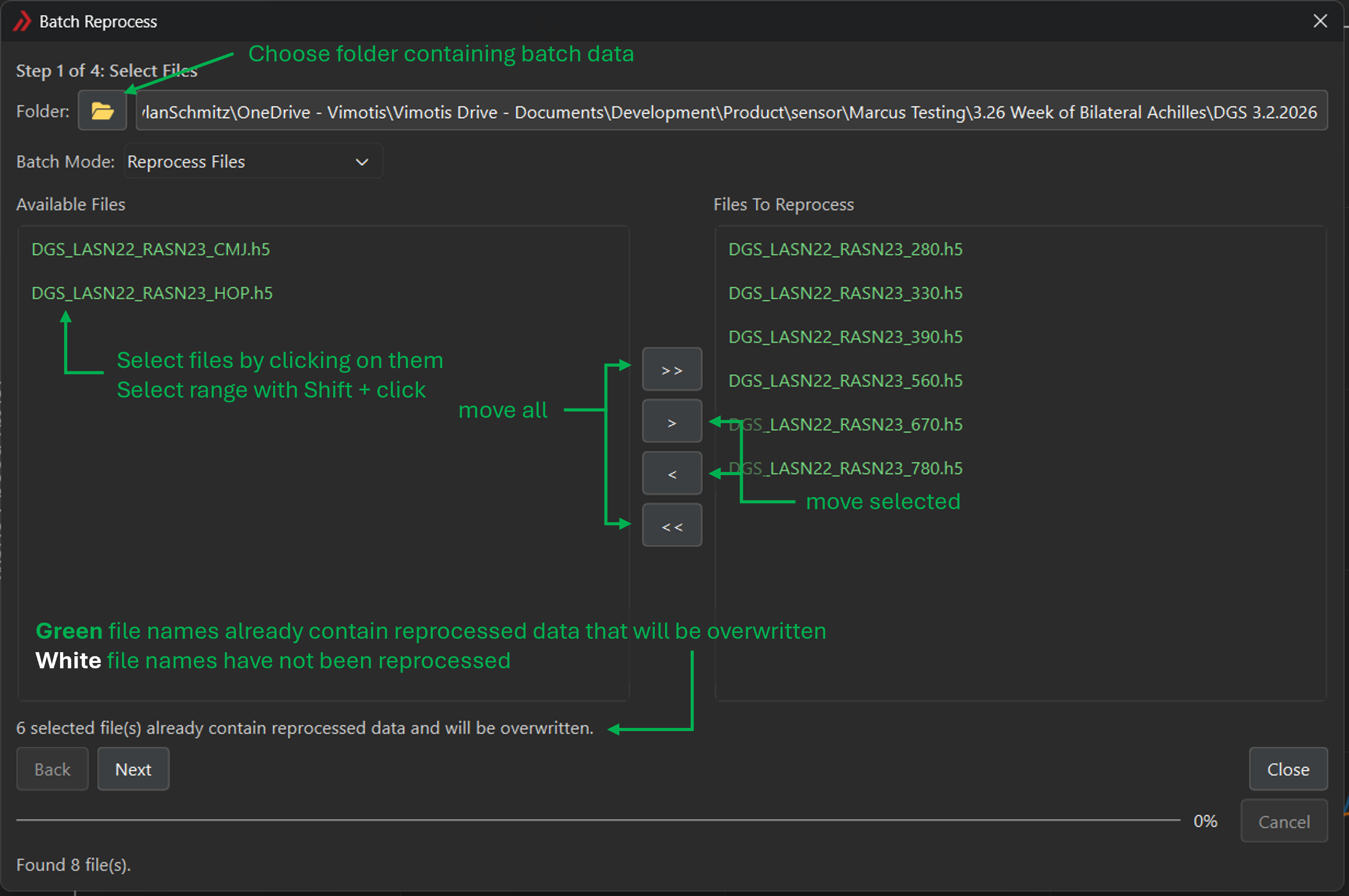 Figure 6: Batch Process file-selection step used to choose source files.